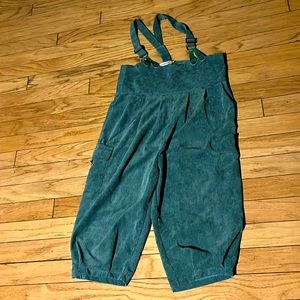 High waisted suspender corduroy baggy capris